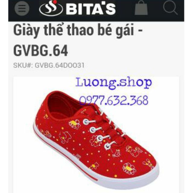 Giày vải bitas bé gái GVBG. 64 xanh đen, đỏ