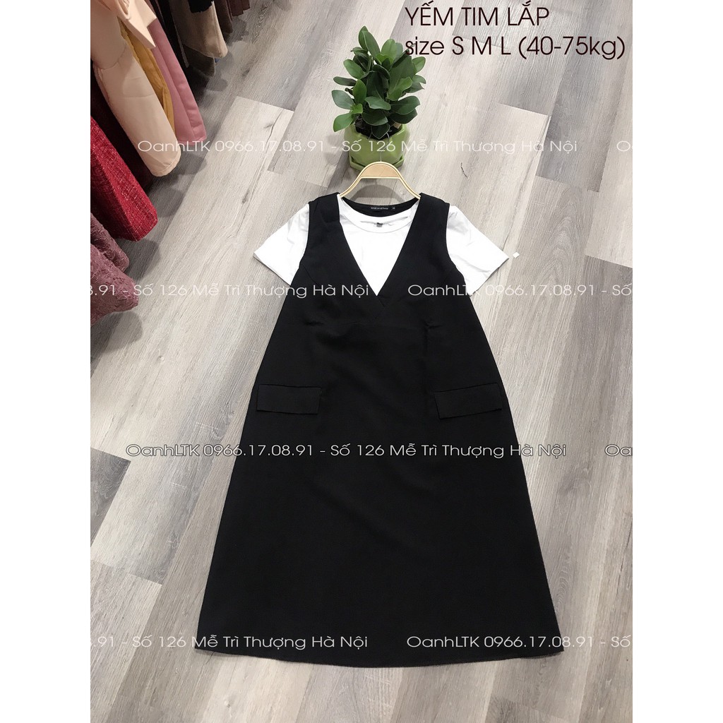 [ Hàng có sẵn] Yếm Bầu Công Sở Cổ Tim Có Túi Thoải Mái Tới Sinh | BigBuy360 - bigbuy360.vn