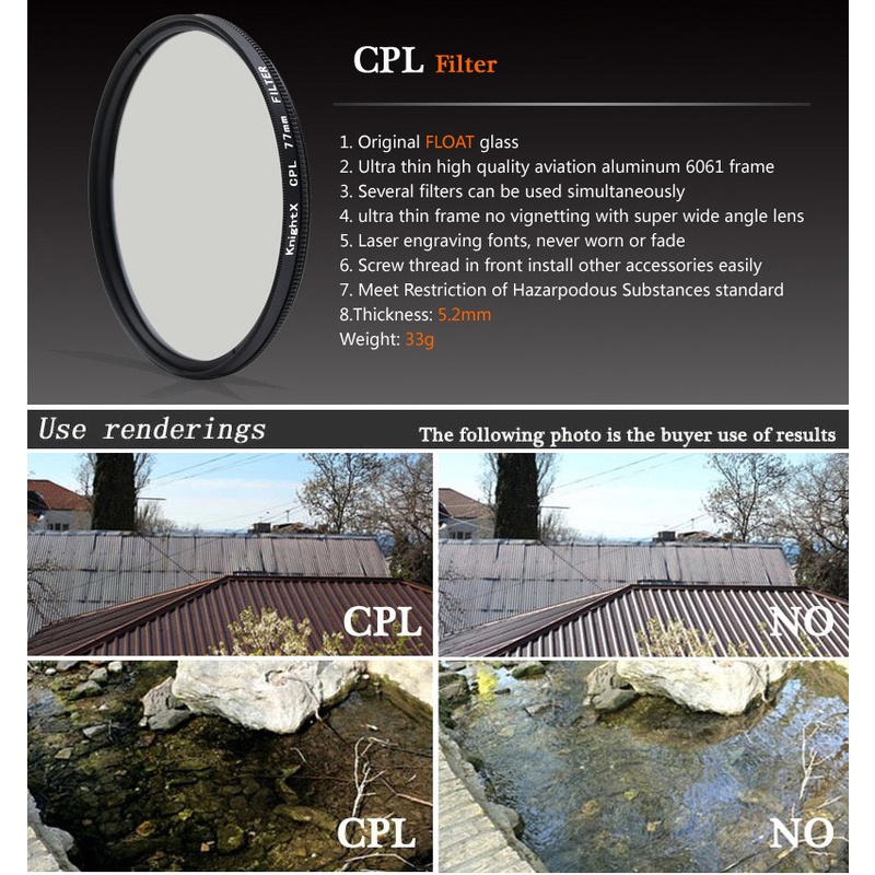 Ống kính lọc CPL ND 37mm 49mm 52mm 58mm dành cho camera điện thoại