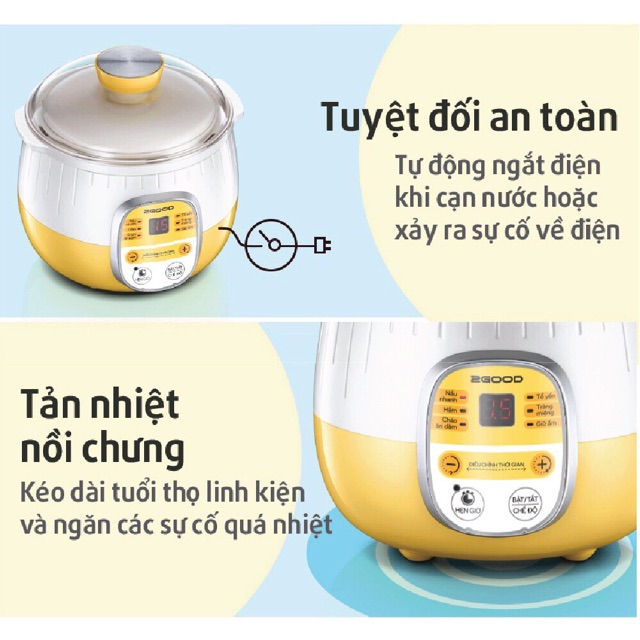 NỒI NẤU CHÁO CHẬM HÃNG BEAR. ninh, hầm, hấp, nấu cách thuỷ siêu tiện lợi