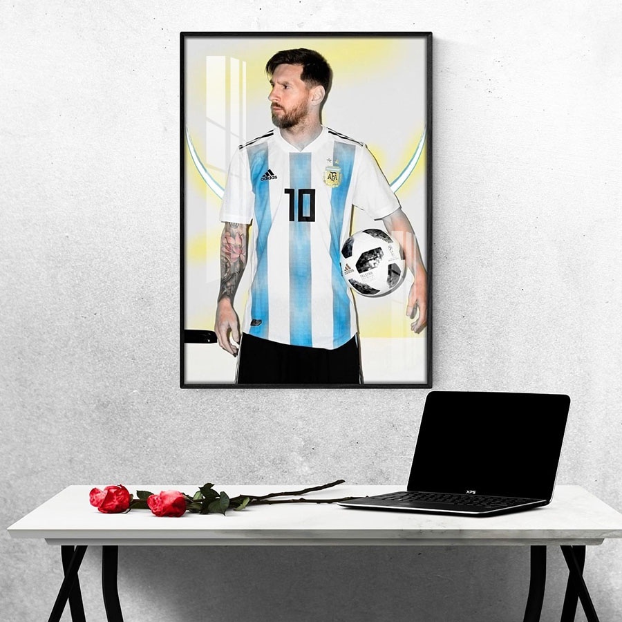 Tranh Laminate Tráng Gương - Tranh Treo Tường Cầu Thủ Bóng Đá LIONEL MESSI 2 - Tặng Kèm Đinh Treo Tường Không Cần Khoan