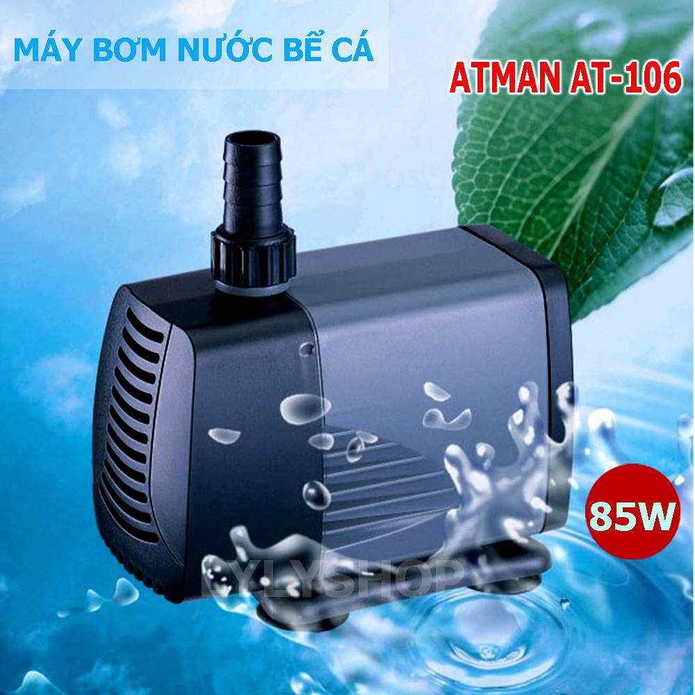 Máy bơm hồ cá tiết kiệm điện Atman AT-106S 72W, 4000l/h loại tốt - Hàng mới nhất 2019, BH uy tín ( Đen)