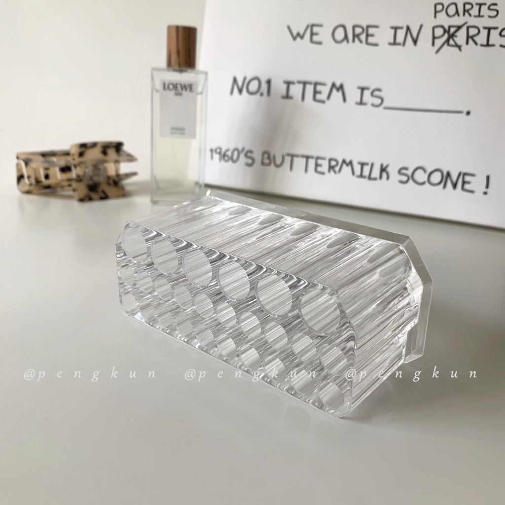 Hộp Acrylic Trong Suốt 26 Lỗ Đựng Cọ Trang Điểm Tiện Dụng