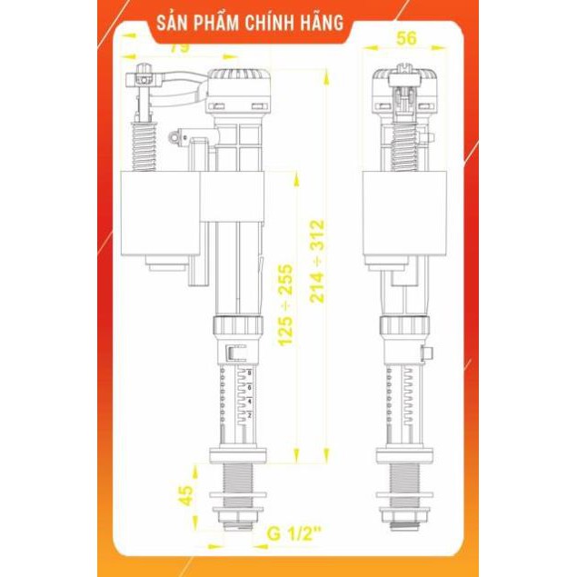 (SALE) Cây cấp nước bàn cầu, cây cấp nước hùng anh,bơm nước nhanh ngắt nước chính xác không gây tiếng ồn