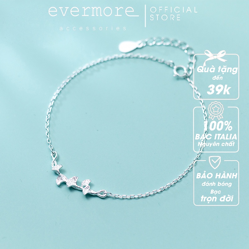 Vòng tay bạc EVERMORE, lắc tay bạc 925 lá ngân hạnh may mắn - thanh lịch, minimalism - L015