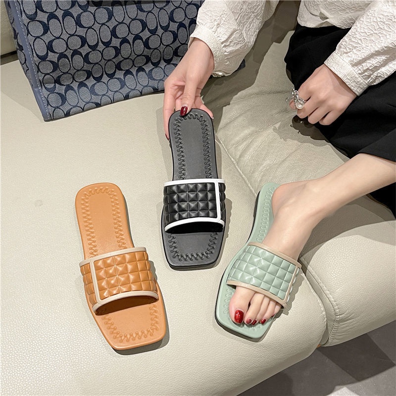 Dép đế bằng IELGY mũi vuông thời trang đi biển dành cho nữ