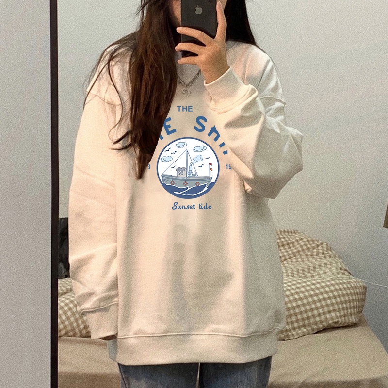 NRVP Áo Thun Tay Dài Oversize In Họa Tiết Phong Cách Hàn Quốc Thời Trang Cho Nam Và Nữ