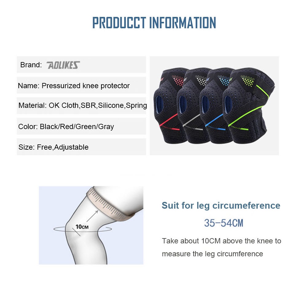 Cặp đai quấn bảo vệ đầu gối AOLIKES hỗ trợ điều chỉnh được dành cho nam và nữ