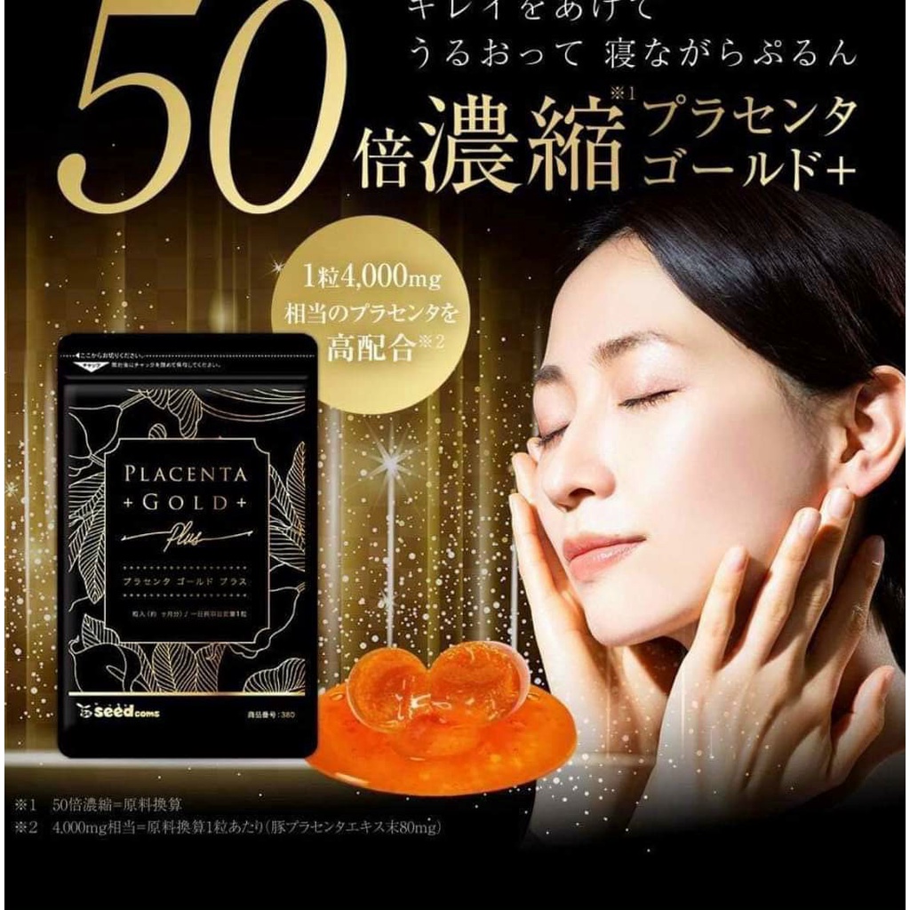 Viên Uống Nhau Thai Cô Đặc 50 Lần Placenta Gold Seedcoms Nhật Bản