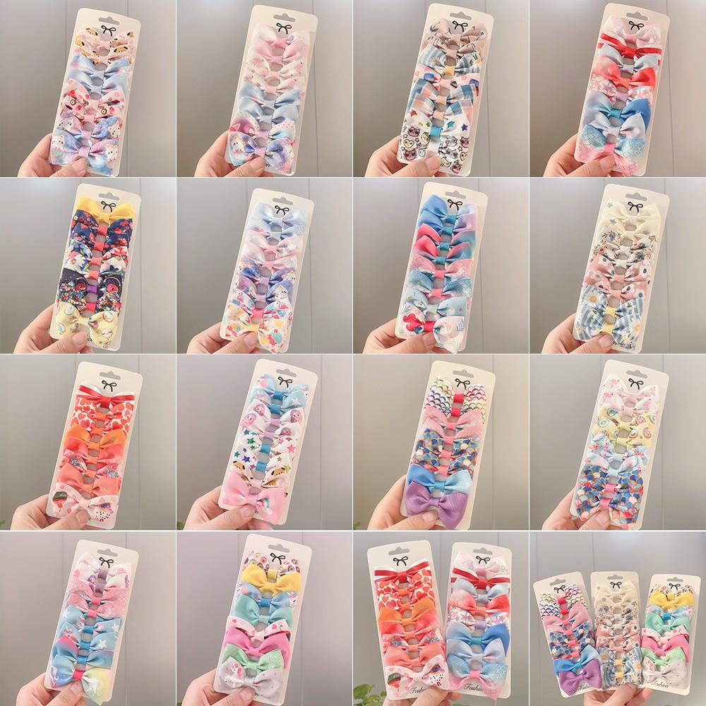 Set 8 Cái Kẹp Tóc Nơ Họa Tiết Dễ Thương Cho Bé Gái Phụ Kiện Tóc Xu Hướng Thời Trang Mới