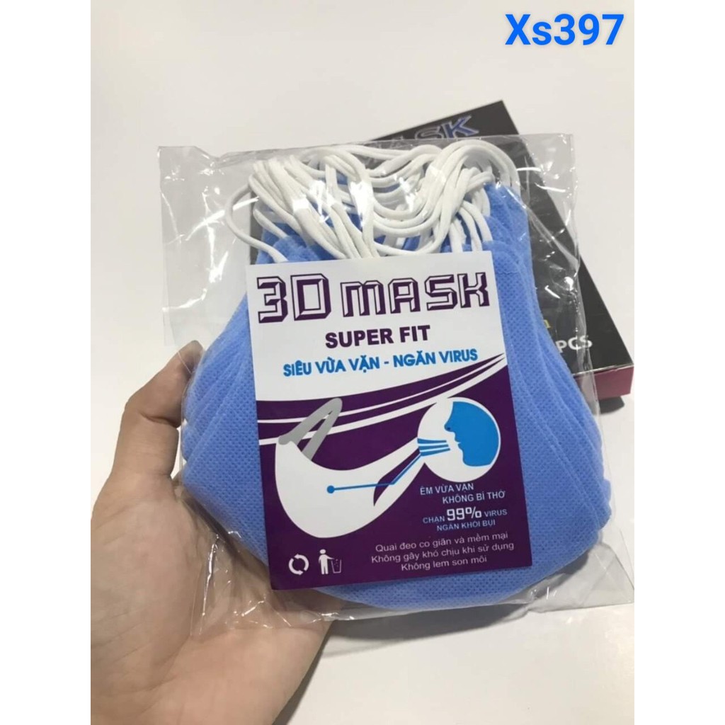 (Hộp 10 cái) Khẩu trang Y Tế 3D Mask Super Fit Kháng Khuẩn Chống Tia UV KTY01