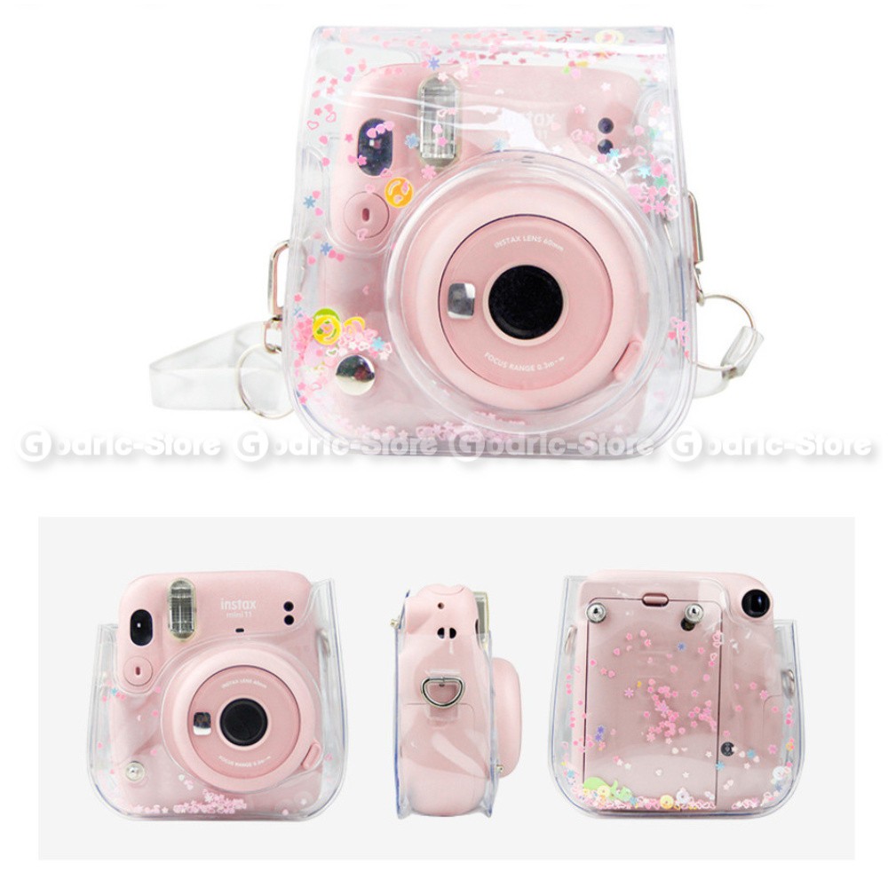 Túi Đựng Máy Ảnh Fujifilm Mini Instax Trong Suốt Đính Kim Tuyến Lấp Lánh Kích Thước 40 / 11 / 9 / 8 Ốp