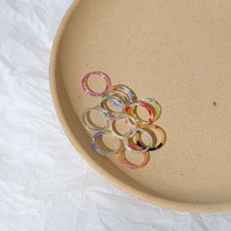Nhẫn Nhựa Acrylic Nhiều Màu Sắc Họa Tiết Hoa Xinh Xắn Phong Cách Hàn Quốc Cho Phụ Nữ