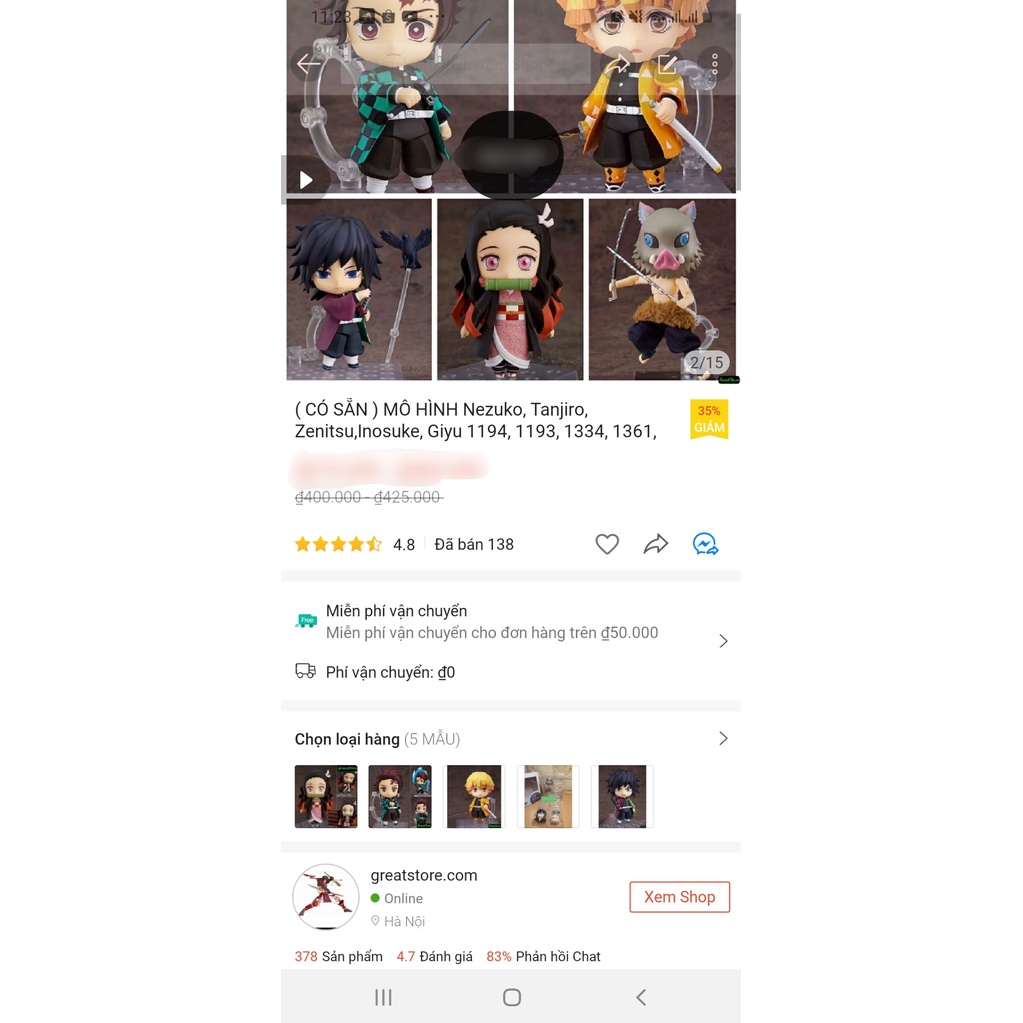 MÔ HÌNH Nezuko, Tanjiro, Zenitsu,Inosuke, Giyu,Rengoku,Shinobu,Tengen Uzui trong Demon Slayer Action Figure