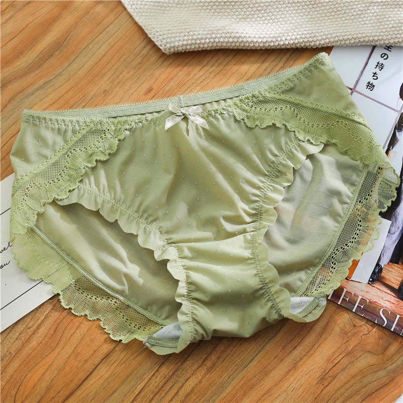 Quần Lót Lụa Nylon Phối Ren Trong Suốt Thân Thiện Với Làn Da Cho Nữ