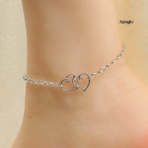Lắc chân hợp kim mặt hình trái tim xinh xắn