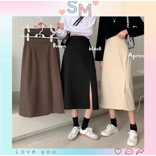 Chân váy xẻ tà 1 bên dáng dài, chân váy công sở nữ phog cách hàn quốc cao cấp tuyết mưa SM STORE CV