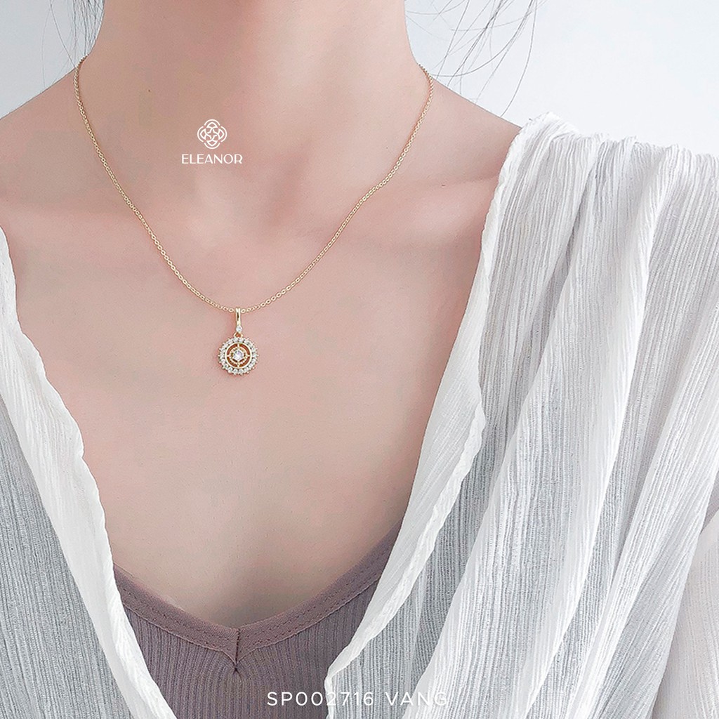 [Mã FARSBR241 giảm 15k đơn 0đ] Dây Chuyền Bạc Eleanor Mạ Vàng 14K Mặt Tròn Đính Hạt Siêu Xinh - SP02716