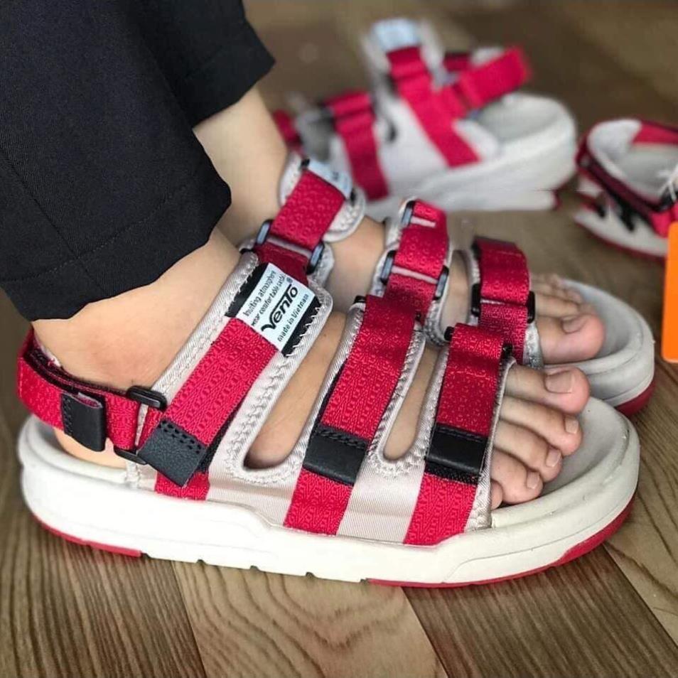 Giày Sandal VENTO Nam Nữ 3 Quai Ngang Cao Cấp NV1001 Đế Cao 3cm chất liệu vải dù đế cao su chống hôi chân !