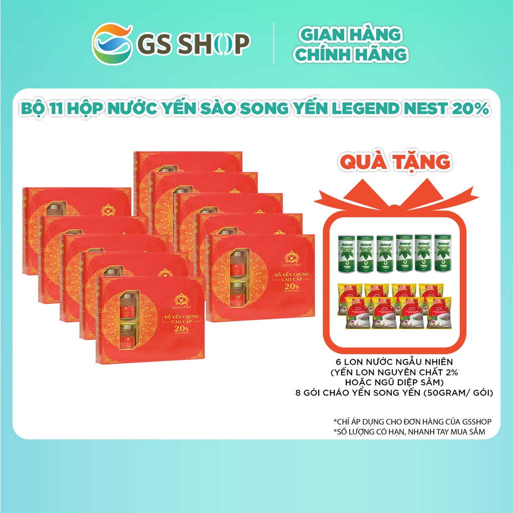 Bộ 11 Hộp Nước Yến Sào Song Yến Legend Nest 20% (Hộp 6 lọ 70ml)