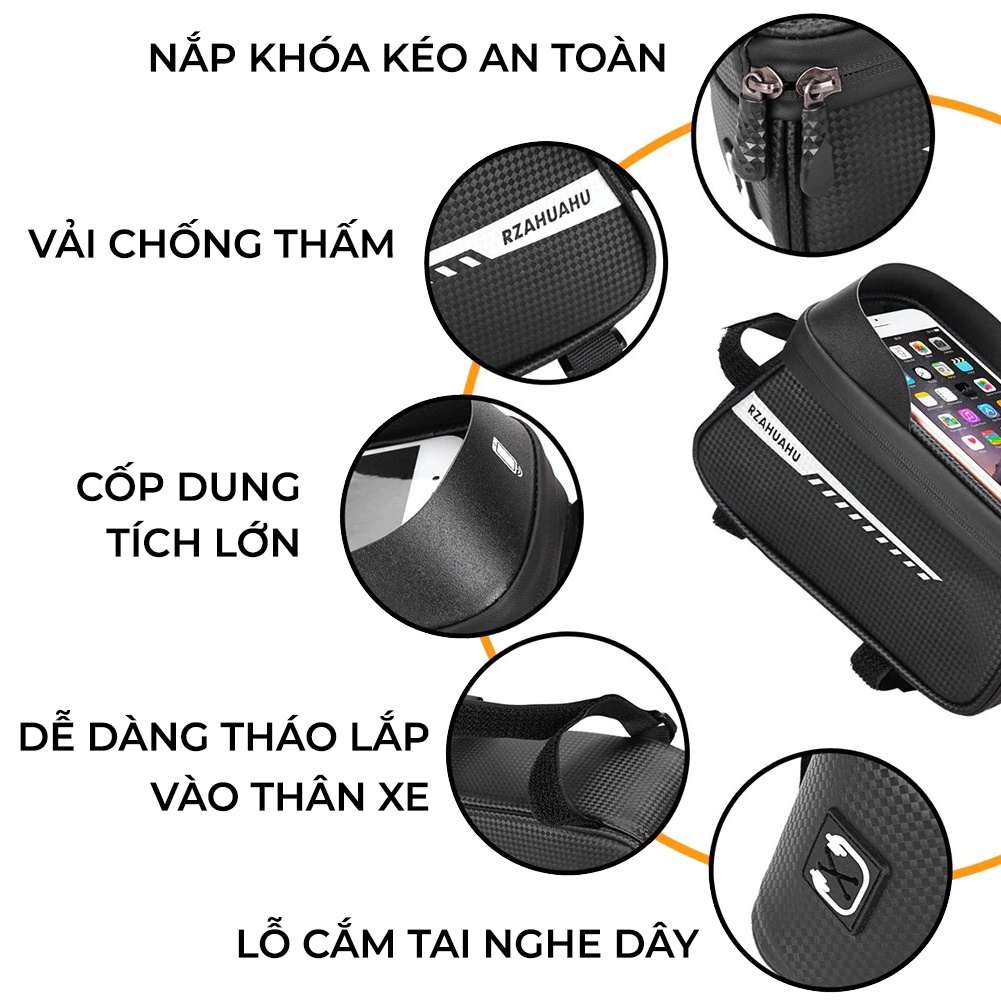 Túi Treo Xe Đạp, Túi Treo Sườn Xe Đạp Thể Thao Chống Thấm Nước, Có Ngăn Đựng Điện Thoại