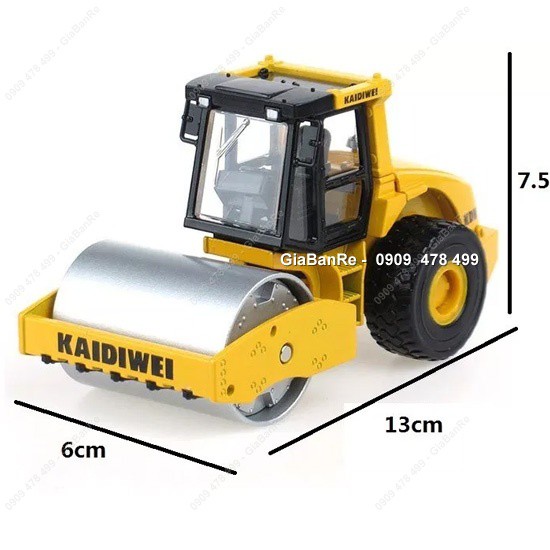 Mô Hình Xe Sắt Xe Lu Công Trình Trục Sắt 2 Bánh Hơi Tỉ Lệ 1:50 - Kdw - Vàng - 9930