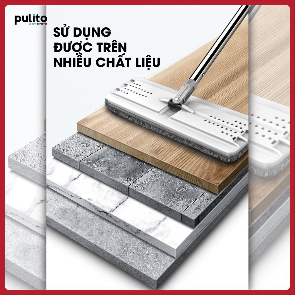 Bộ lau nhà thông minh, thùng vắt 2 ngăn bông lau thấm hút cao - Cây lau sàn cán dài đầu xoay 360 độ