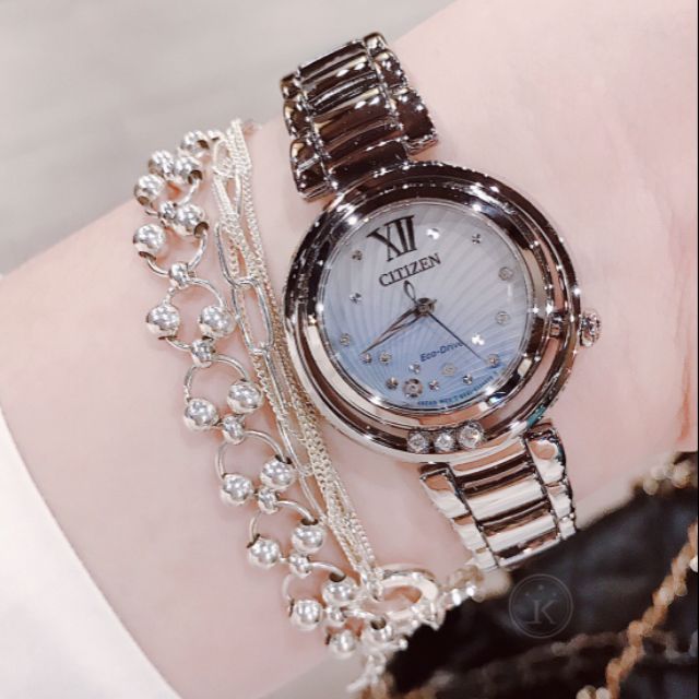 Đồng hồ nữ Citizen Sunrise EM0320-59D mặt xanh tím siêu đẹp
