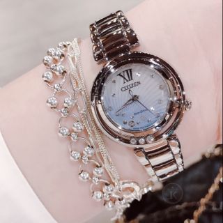 Đồng hồ nữ Citizen Sunrise EM0320-59D mặt xanh tím siêu đẹp