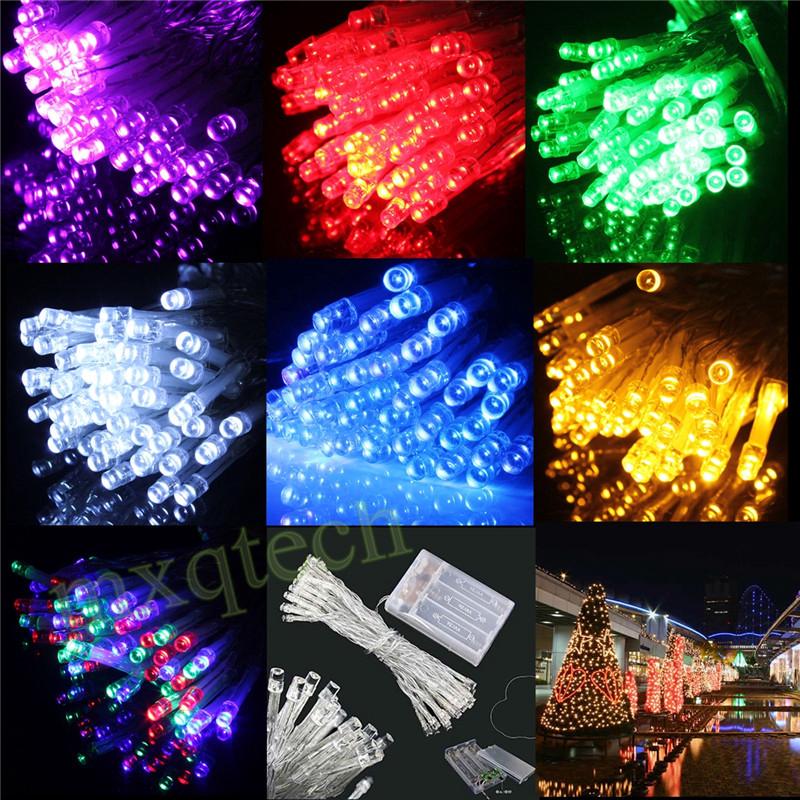 Dây đèn led 100 bóng dài 10m chạy bằng pin dùng trang trí tiệc cưới/ giáng sinh