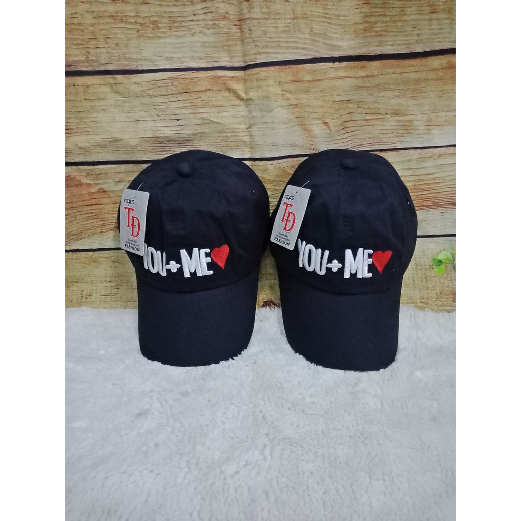 NÓN CẶP THÊU NỔI CHỮ YOU + ME DỄ THƯƠNG CAO CẤP