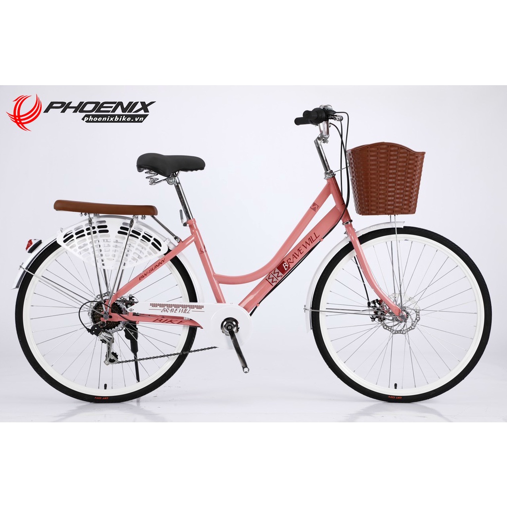 Xe đạp Bravewill SUNNY khung thép phanh đĩa cho nữ 26inch