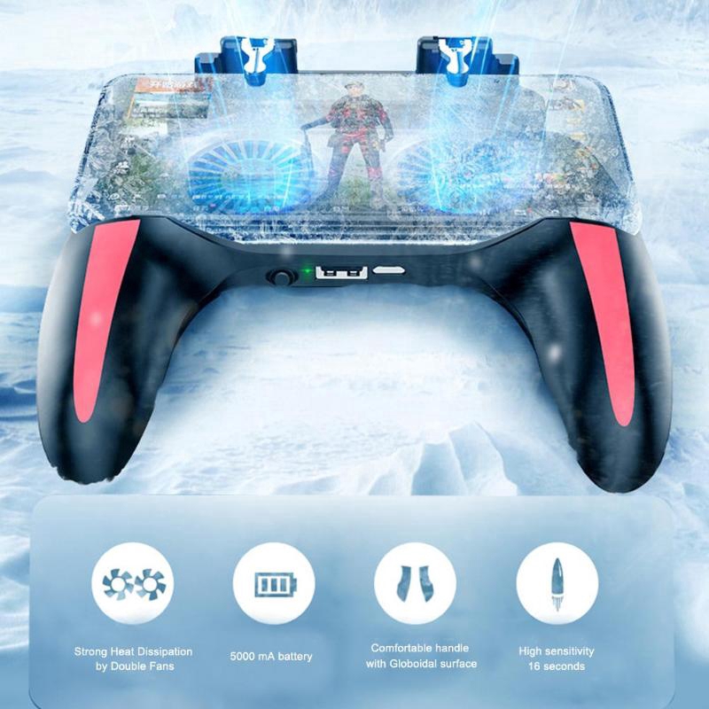 H10 Mobile phone Gamepad Pubg Controller Double Cooling Fan 5000 mAh Powerbank for Android iphone Joystick Game Pad