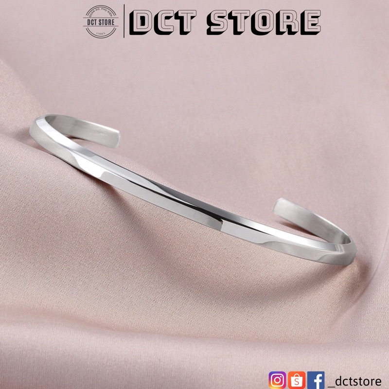 Vòng tay / Cuff chữ C màu bạc trơn DCT Store