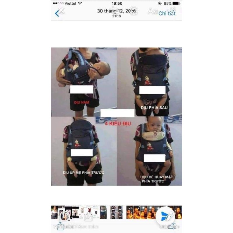 Địu sơ sinh Hàn Quốc 4 tư thế