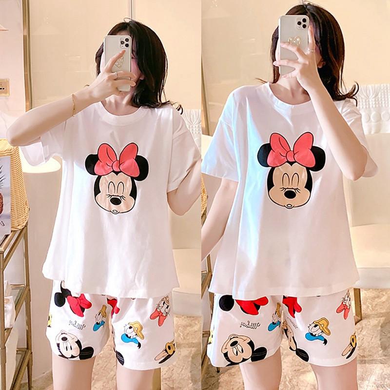 Bộ Đồ Ngủ Pijama Ngắn Tay Vải Lụa Thoáng Mát Cho Nữ