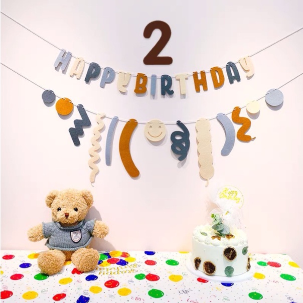 Dây Chữ HAPPY BIRTHDAY Vải Dạ / Giấy Phong Cách Hàn Quốc phụ kiện trang trí sinh nhật đẹp