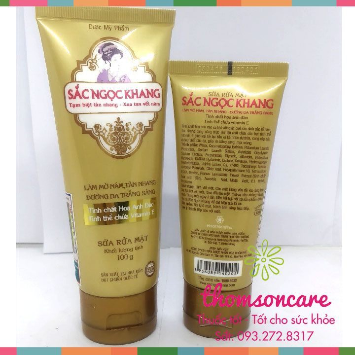Sữa rửa mặt Sắc Ngọc Khang 50ml và 100ml - chăm sóc da, srm giảm nám, tàn nhang của Hoa Thiên Phú | BigBuy360 - bigbuy360.vn