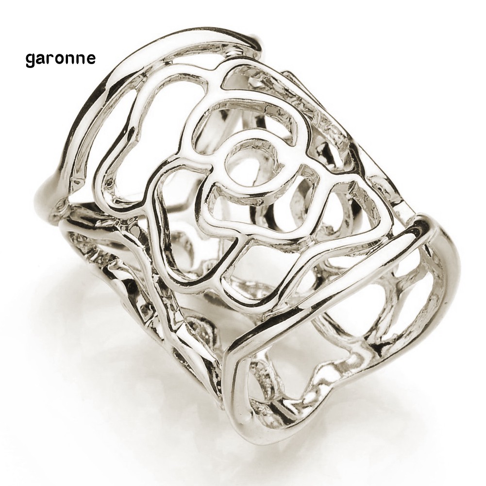 GA_Fashion Women Openwork Carved Rose Pattern Scarf Ring Buckle Shawl Clip Jewelry