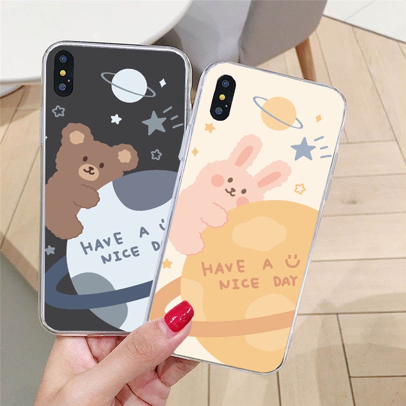 ┇❀Ốp Lưng Điện Thoại Nhựa Mềm Iphone 5/6s/7/8plus Hình Gấu Và Hành Tinh