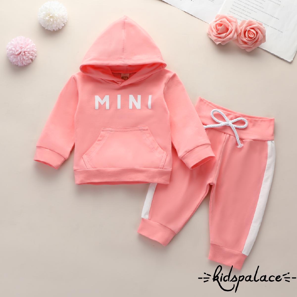 Bộ Áo Hoodie Dài Tay + Quần Dài Thể Thao Cho Bé Gái