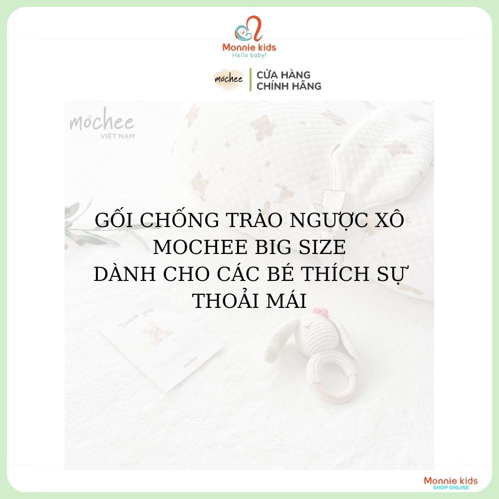 Gối chống trào ngược cho bé Mochee Muslin 70x80cm, gối chống trào vải xô có đai - Monnie Kids