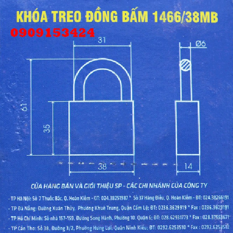 Ổ KHÓA ĐỒNG VIỆT TIỆP 1466-38M