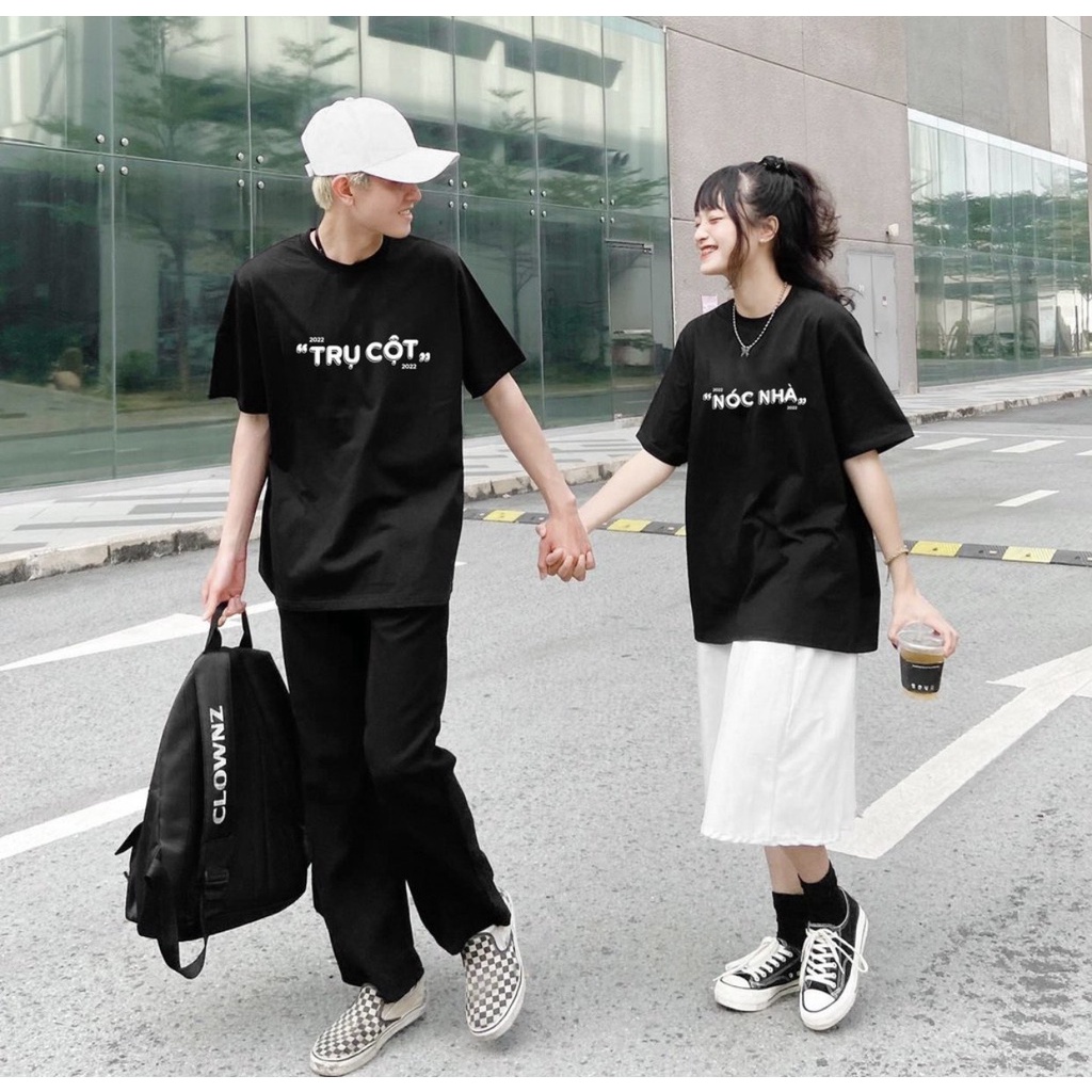 Áo thun phông nam nữ áo phông đôi in chữ TRỤ CỘT NÓC NHÀ HANOVA chất liệu cotton mát mẻ