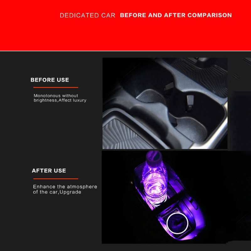Giá Đỡ Cốc Nước Có Đèn LED 7 Màu Sắc RGB Tiết Kiệm Năng Lượng Dành Cho Xe Hơi