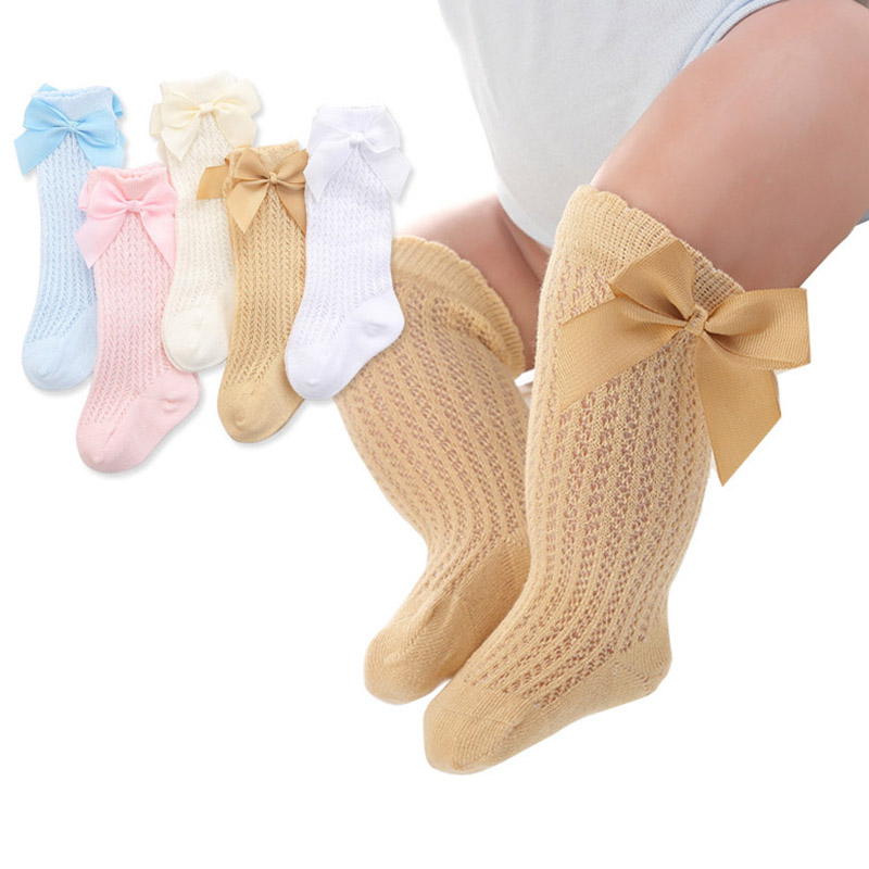 Đôi Tất Cotton Dài Đính Nơ Xinh Xắn Cho Bé Gái