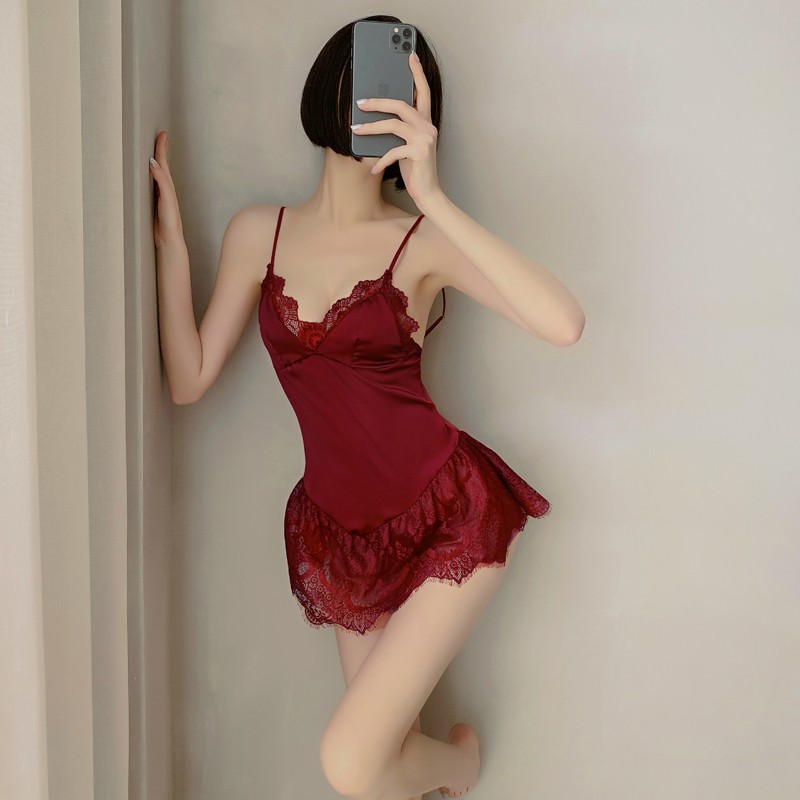 Đầm ngủ lụa sexy 💝 Free ship 💝 ren chân váy xòe quyến rũ