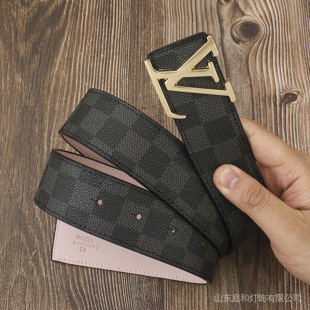 Caro Thắt Lưng Da Mềm Thời Trang Nam lv Monolic gold face  hhi7