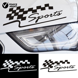 Miếng dán xe ô tô phản quang in chữ SPORT và hoạ tiết ô vuông độc đáo
