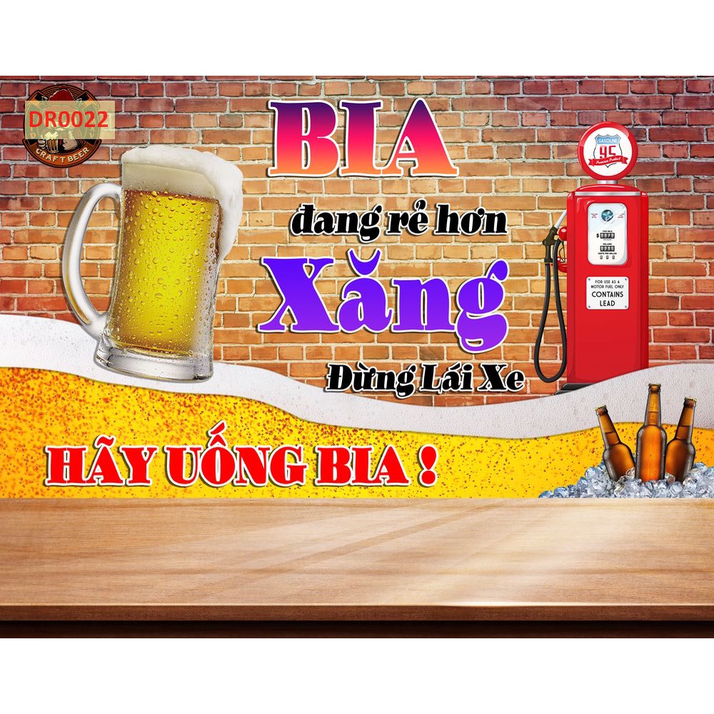 Tranh dán tường quán nhậu quán bia ăn uống vui nhộn 3D
